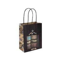 Sac Corben Noir fenêtre kraft brun poignées torsadées 11+6,4x14,6cm par 300 - 3700481692783_0