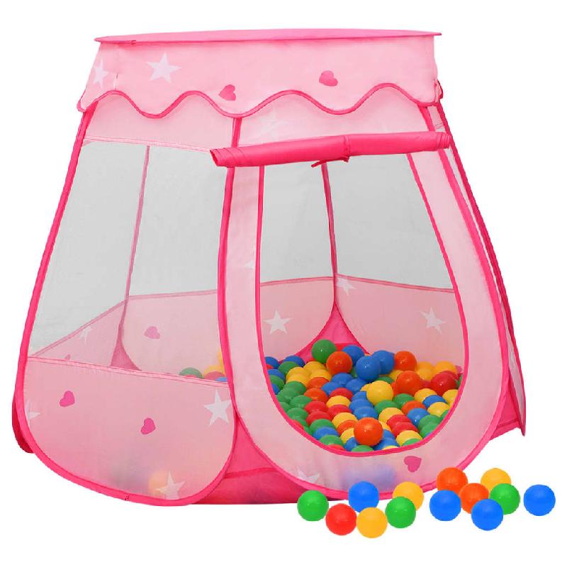 TENTE DE JEU POUR ENFANTS AVEC 250 BALLES 102 X 102 X 82 CM ROSE 02_0005163_0