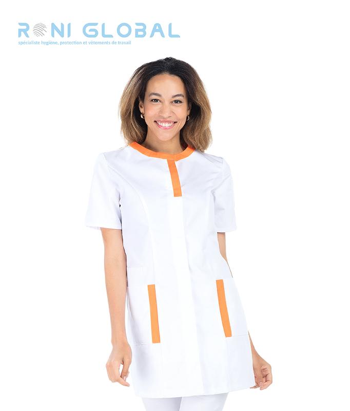 Tunique de travail femme manches courtes en coton et polyester - 4 poches - MYRIAM REMI CONFECTION - Ref R-2652_0