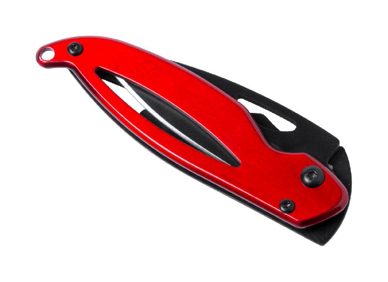 Couteau de poche en acier inoxydable - Sécurité fermeture - Couleur rouge - 55g_0