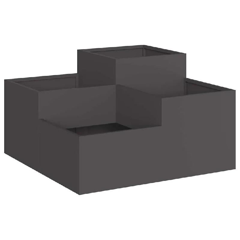 Helloshop26 - Cache-pot de jardin minimaliste extérieur 80 x 80 x 48 cm en acier noir 02_0052055 - noir métal 3000237224245_0