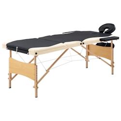 Helloshop26 - Table de massage pliable 3 zones bois noir et beige 02_0001832 - 3000089181536_0