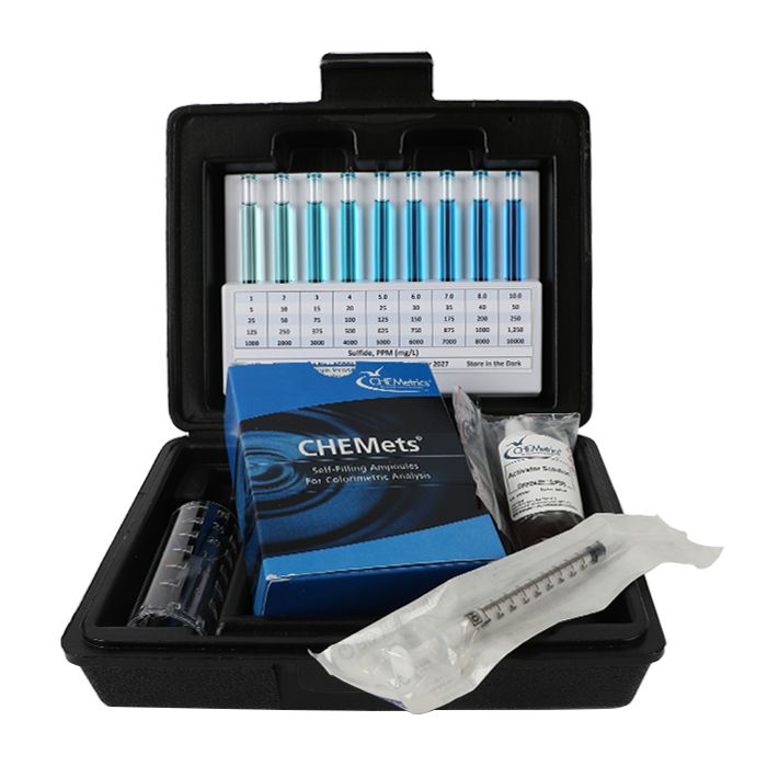 Kit d’analyse visuelle du Sulfure 25-250 ppm, type : HR CHEMets 30 ampoules, marque Chemetrics - Ref.: NBL035_0