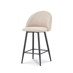 Kosmi Chaise de Bar Design Moderne avec Dossier – Tabouret Haut Confortable en Tissu Beige et Pieds Métal Noir – Hauteur 76 cm - beige métal 376_0