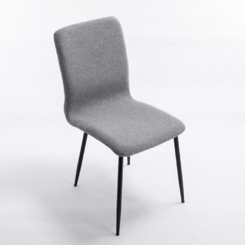 Lot de 2 chaises Sylvio - Tissu gris - Structure bois et métal - Design chic et confortable_0