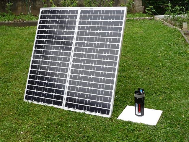 Pompe solaire sh9325 - Débit 400L/h - Profondeur max 70m - 2 panneaux solaires 50W_0