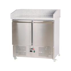 Romux® Table à Pizza Réfrigérée 2 Portes 90x70 cm avec Plan de Travail en Marbre et capacité 240 litres | Table Réfrigérée pour Pizzas - 8436604196849_0