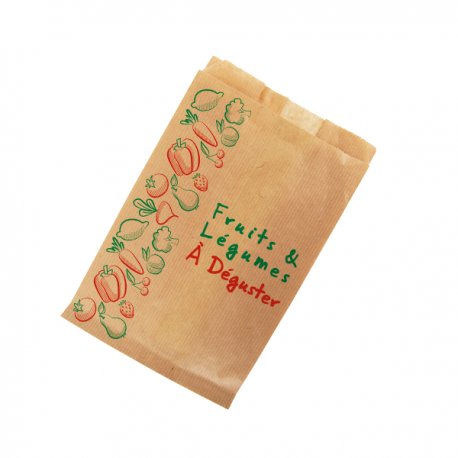 Sac papier kraft brun vergé - Fruits et légumes - 0,5 kg - 14 + 9 x 21 cm - Référence KRIN153_0