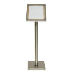 Securit® Ensemble de Support d'Affichage de Menu – Acier Inoxydable – Finition en Bois de Pin – Affiche 1xA4 – 17,4 kg - beige inox ECM-125-1_0