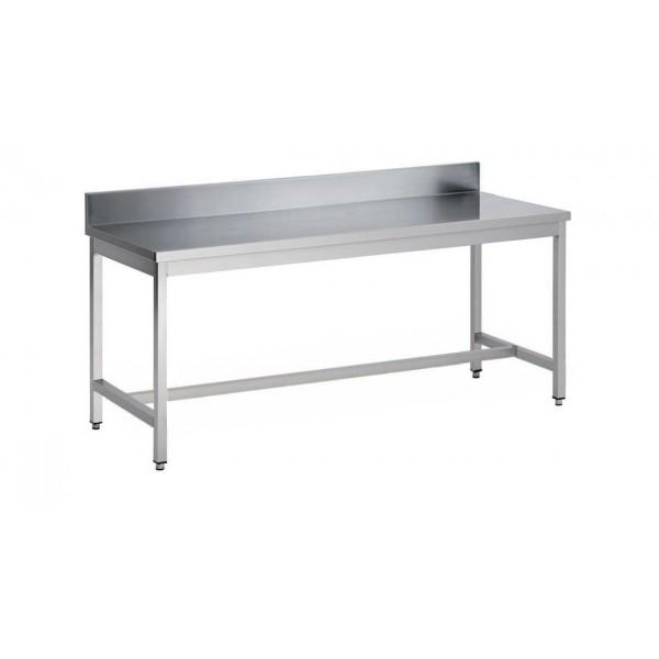 Table soudée bords droits, adossée, en inox AISI 304, P 600 mm (Longueur, mm: 700 - Réf STA76-1)_0