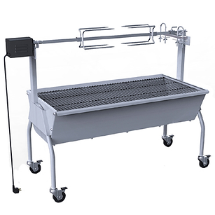 Tournebroche professionnel à méchoui avec grand grilloir - hauteur réglable - disponible en location - moteur électrique - 15 à 30 kg de charge_0