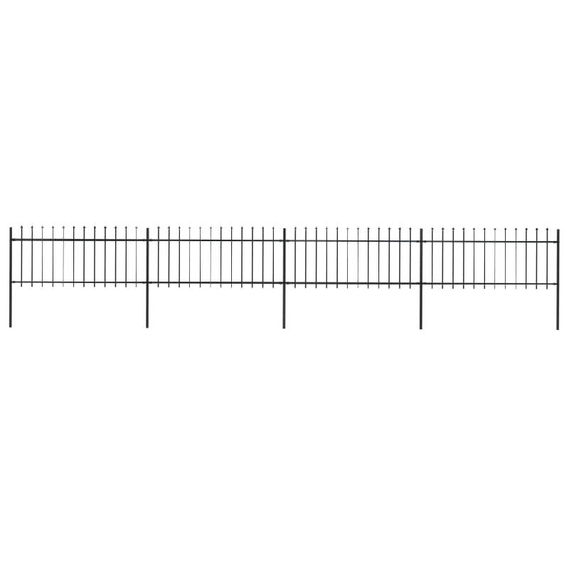 Vidaxl clôture de jardin avec dessus en lance acier 6,8x0,8 m noir 277605_0
