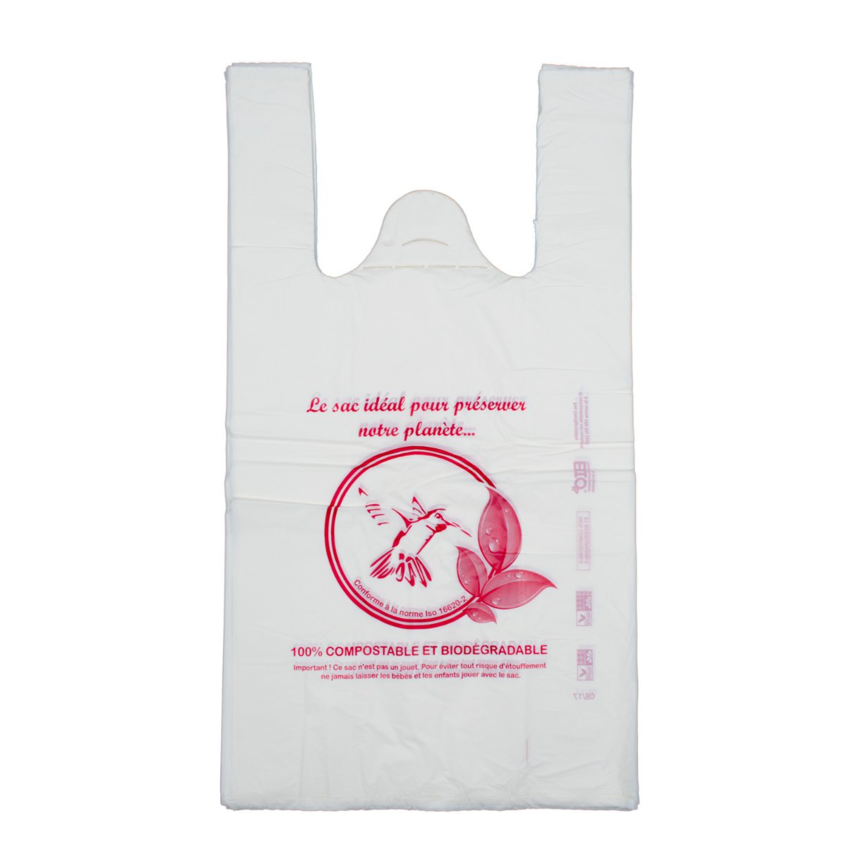 1000 sacs bretelles biodégradables - 27+16×50 cm - 18µ - imprimés Colibri personnalisables_0