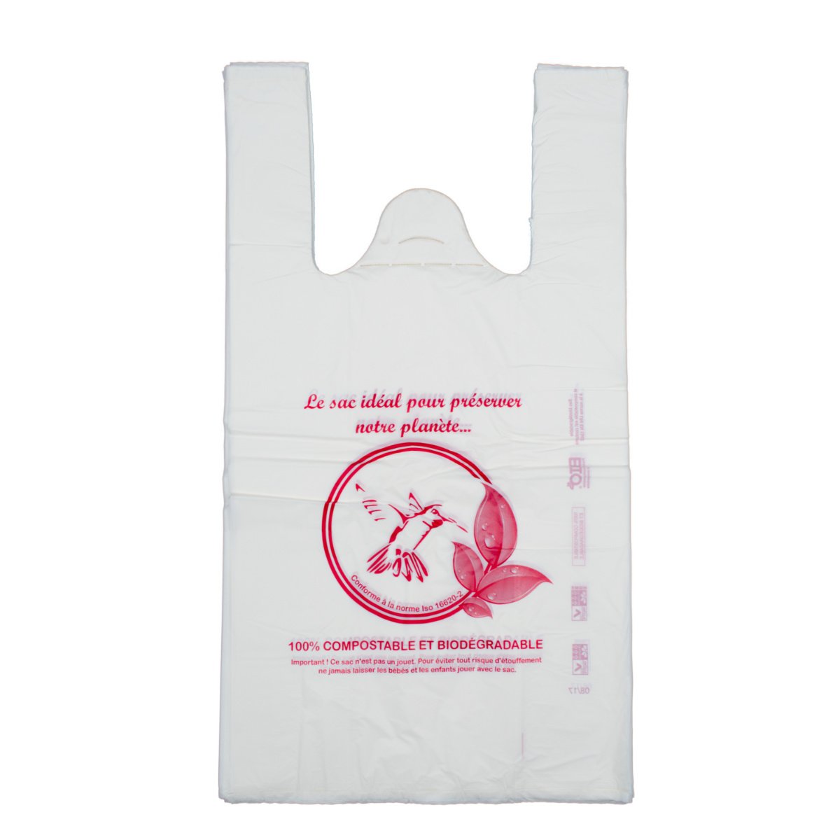 1000 sacs bretelles biodégradables 27+16×50 cm 18µ colibri personnalisable_0