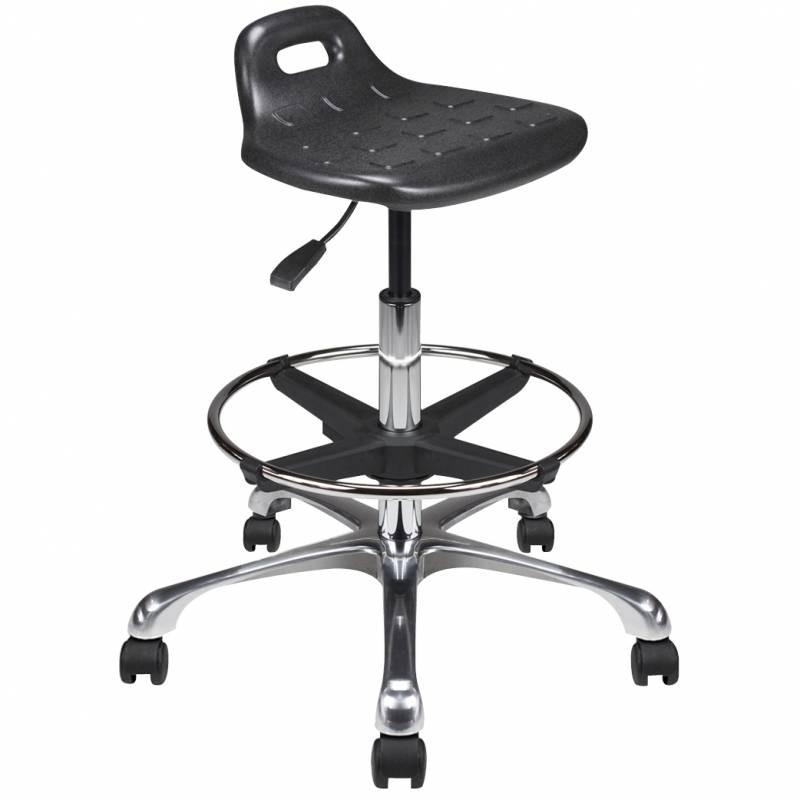 Chaise technique sur roulette - réglable en hauteur avec repose-pieds en acier et assise en polyuréthane_0