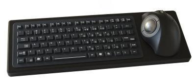 Clavier QWERTY compact étanche IP67 - en caoutchouc et silicone avec trackball ergonomique rétroéclairé et encastrable - Référence: RKTE85B0001-WLED_0
