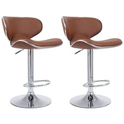 Décoshop26 - Lot de 2 tabourets de bar pivotant design moderne en PVC marron clair support en métal chromé 10_0004264 - marron 3000252014500_0