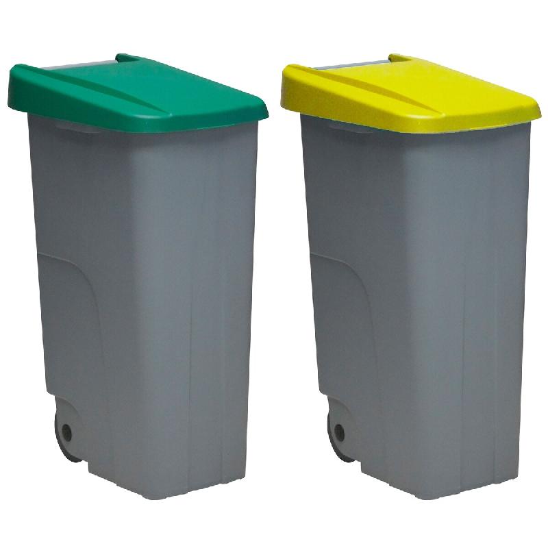 Denox - Reciclo Jeu de 2 Conteneurs à Déchets Fermés 220L Capacité Totale en Plastique de couleur Verte et Jaune - multicolore plastique PK3339_0