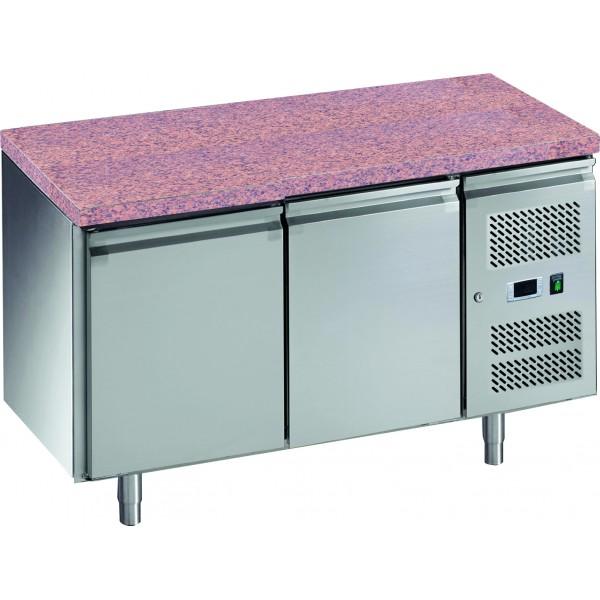 Desserte réfrigérée centrale - Gamme pâtissière - Dessus granit - 2 portes inox - 428 L - Marque Matériels Cuisine_0