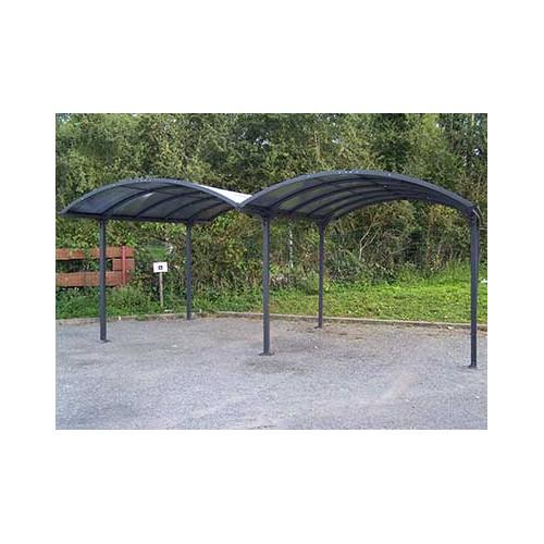 Double carport aluminium - structure en aluminium gris anthracite - couverture en polycarbonate translucide_0