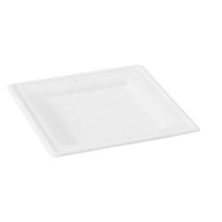 ECOLOMIQUE - 24 Pcs - Assiette pulpe carrée blanche - 20 x 20 cm x 1,2 cm - ECO8NPAPU2020 - blanc Bagasse ECO8NPAPU2020_0