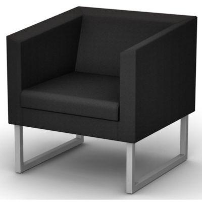 Fauteuil d'accueil  Sten 1 place Tissu anthracite Piètement acier aluminium_0