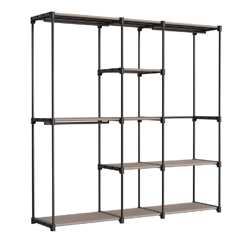 Helloshop26 - Armoire chambre porte-vêtements penderie 43 x 138 x 182 cm 3 compartiments de suspension avec étagères grande capacité 12_0003977 -_0