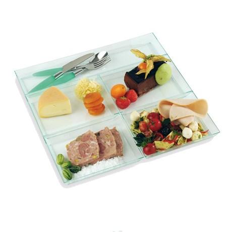 PLATEAU REPAS SOLIA FIVE 5 COMPARTIMENTS VERT TRANSPARENT (VENDU PAR 25)