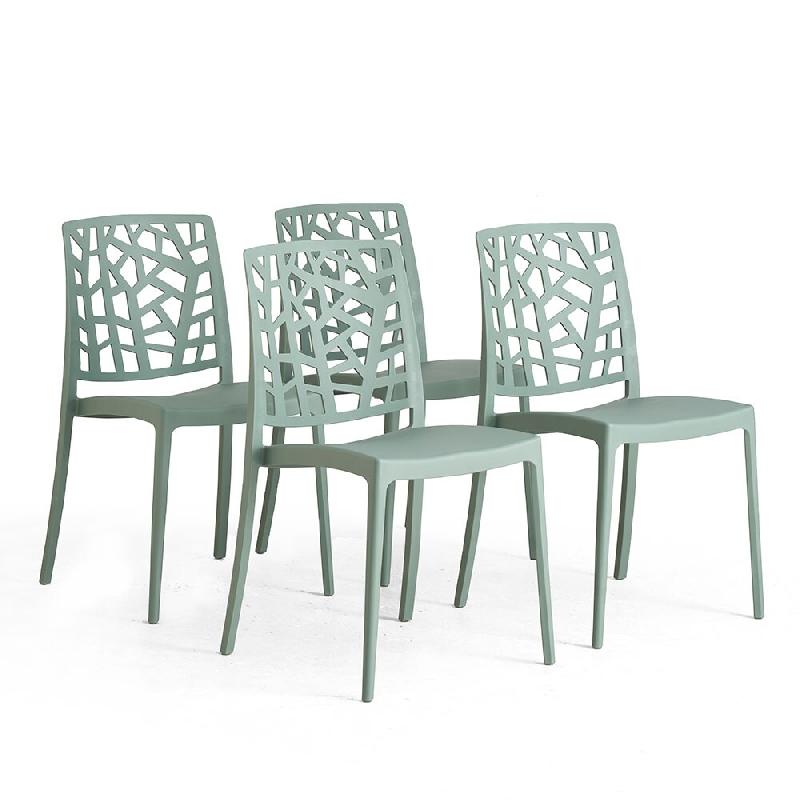 RATTATAN Lot de 4 chaises empilables en polypropylène avec fibre de verre pour jardin ou intérieur, hydrofuges et résistantes, design moderne-TRIXY_0