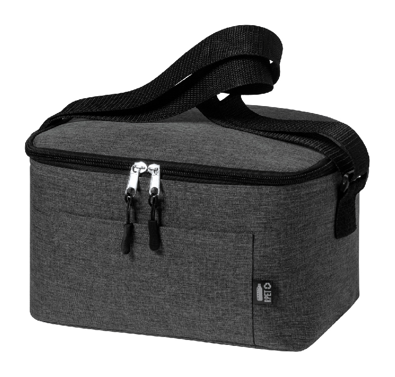 Sac isotherme RPET - zippé avec rembourrage en aluminium - pour 6 bidons de 0,33 L - poche avant et bandoulière réglable_0