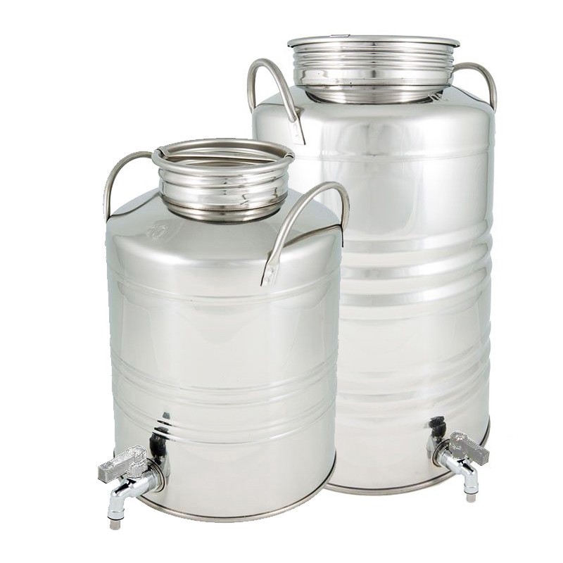 Tonneau en métal - réservoir fût inox avec robinet - 5 litres - h25x l22 cm  - 1,5 kg