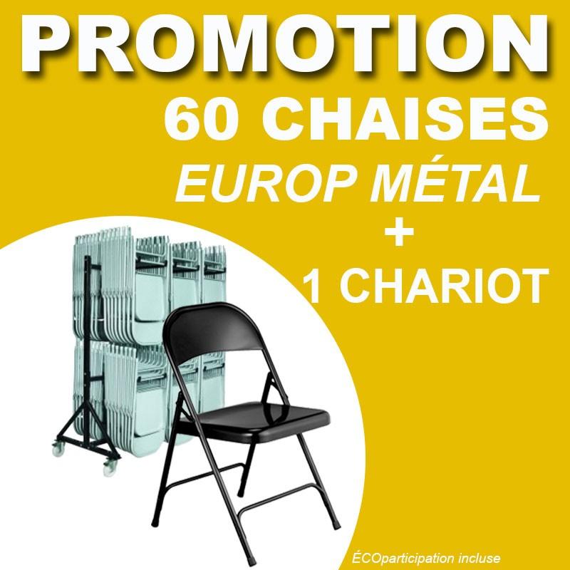 60 CHAISES PLIANTES EUROPE METAL + 1 CHARIOT_0