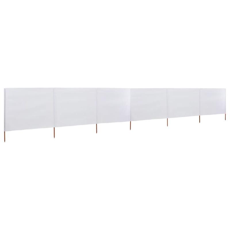 Brise-vue paravent 6 panneaux - tissu blanc 800 x 80 cm - poteaux en bois - 02_0008848_0