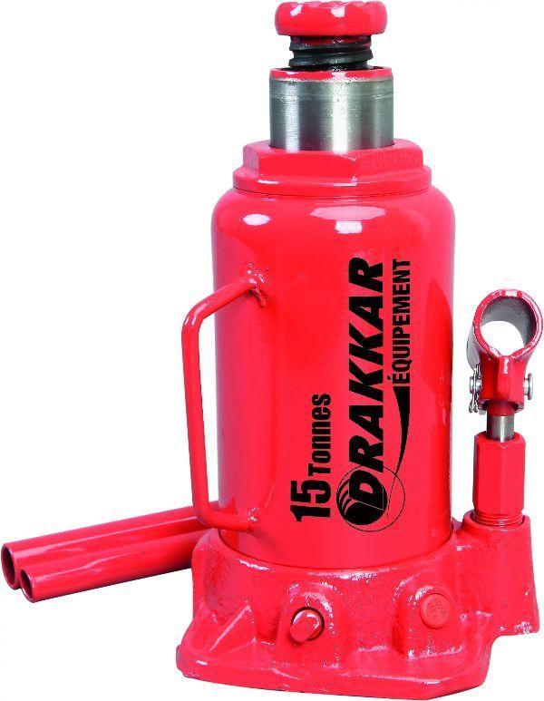 Cric bouteille hydraulique 15T Drakkar - Base soudée avec valve de sécurité_0