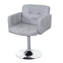 Décoshop26 - Chaise de salle à manger pivotante faux suède chromé gris vintage 04_0002392 - gris 3000277032695_0