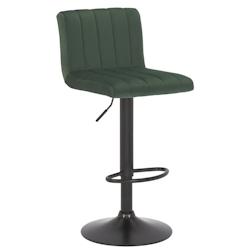 Décoshop26 - Tabouret de bar x1 pivotant hauteur réglable assise surpiqué en velours vert et métal noir 10_0005002 - noir 3000252404806_0
