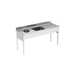 Distform Plonge Inox avec Bâti, Bac et Trou Vide Déchets   1800 x 700 - inox 0641094837310_0