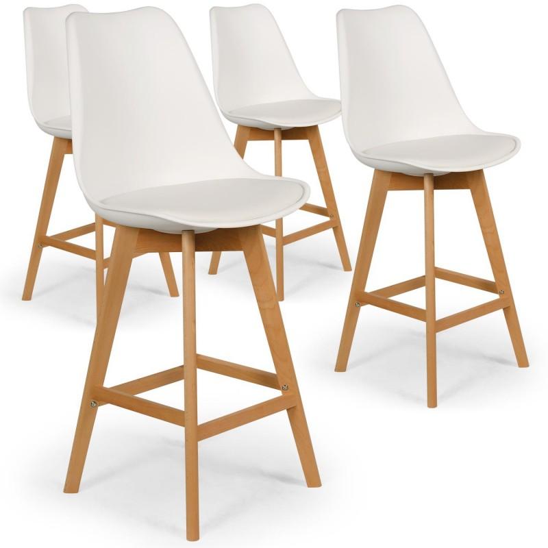Lot de 4 tabourets de bar Flaubert 112 cm - Design nordique et contemporain - Blanc - Paris Prix_0