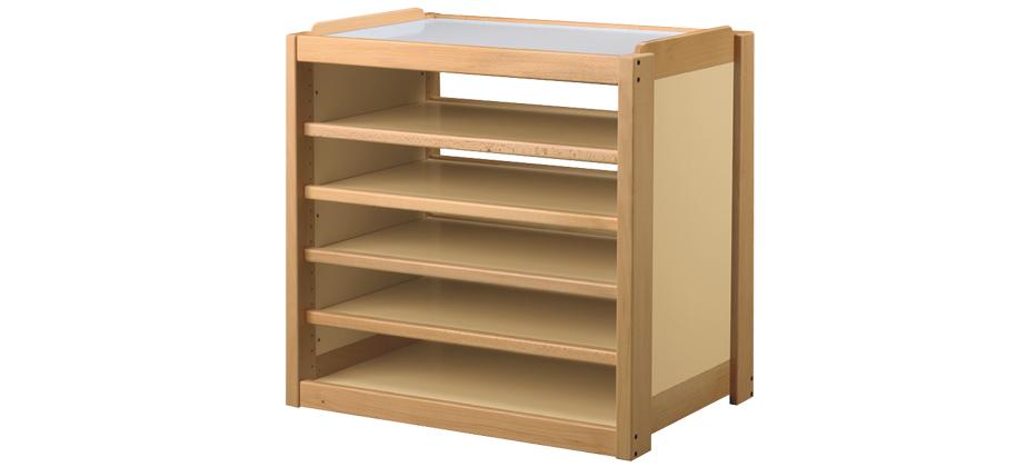 Meuble 4 étagères - Rangements robustes en hêtre massif pour petite enfance - Norme NF D62-050_0
