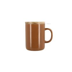 Novastyl - Tisaniere Anna 350ml En Gres Noisette Couvercle En Hevea - marron 3256391019160_0