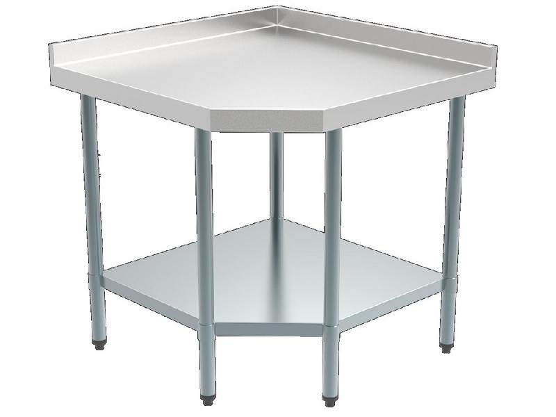 Table de travail inox adossée d'angle 600x600x900 - 930126060_0