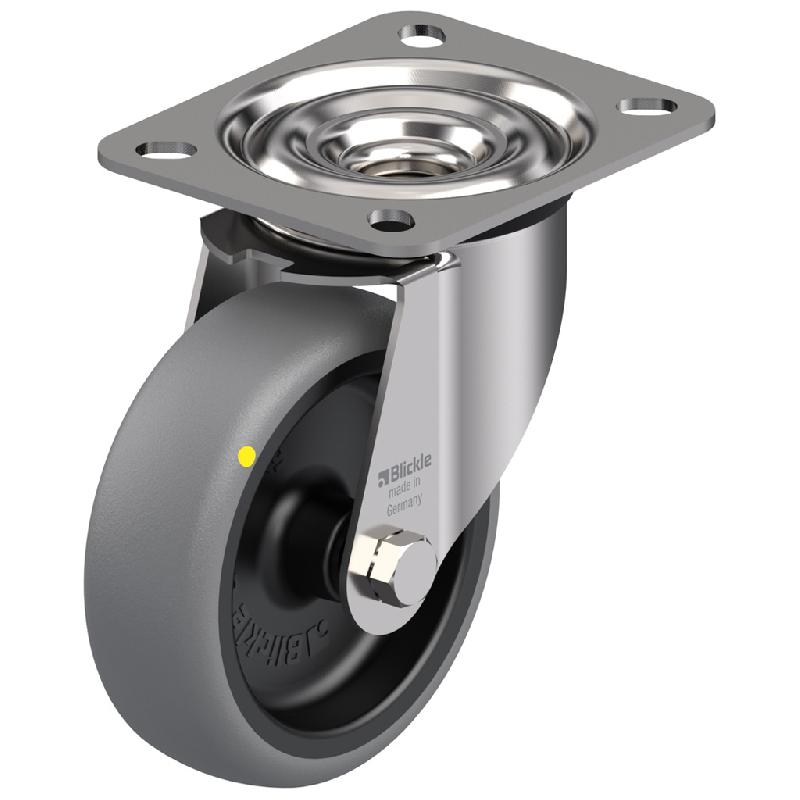 Roulette pivotante de 100 mm en acier inoxydable avec thermoplastique gris conducteur d'électricité._0