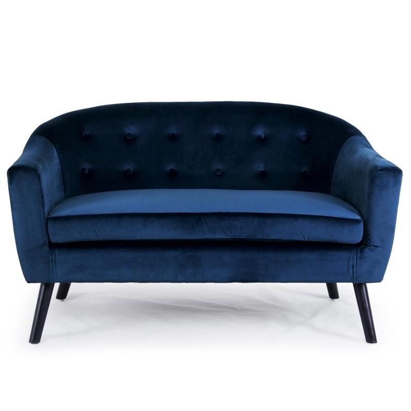 Canapé scandinave en velours Lopy 129 cm bleu - Paris Prix - design rétro et moderne_0