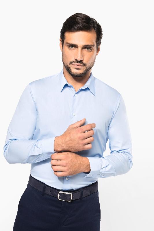 Chemise de travail popeline manches longues homme - Réf: PK500 - 100% coton biologique - Kariban Premium_0