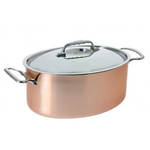 COCOTTE OVALE PROFESIONNELLE EN CUIVRE INOX DE BUYER - 300 X 220 MM