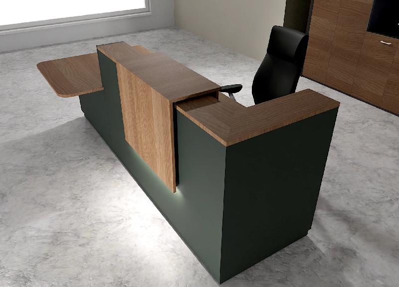 Comptoir d'accueil bi-colore avec PMR Delta et réhausse - 242, Gauche, Noir, Oui, Acacia foncé_0