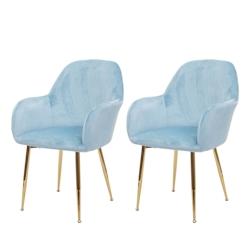 Décoshop26 - Lot de 2 chaises de salle à manger cuisine design rétro velours menthe pieds dorés 04_0000230 - 3000253198988_0