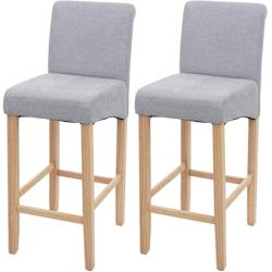 Décoshop26 - Lot de 2 tabourets de bar en tissu gris clair pieds clairs avec repose pieds TDB04073 - gris 3000908769600_0