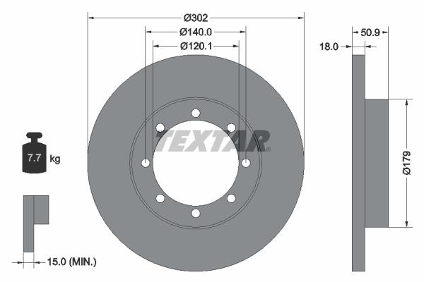 Disque de frein Textar 92230803 - arrière - plein - conditionnement boîte de 1_0