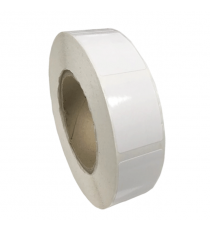 Étiquettes 32x40mm - Papier blanc brillant - Bobine de 1250 étiquettes échenillées - Mandrin 76mm_0